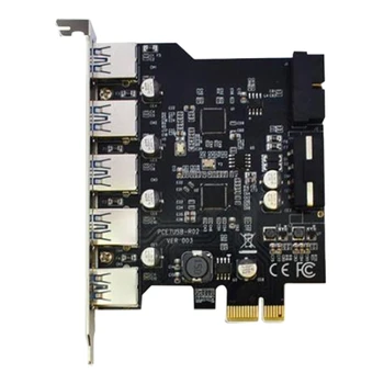 USB 3.0 PCI-E разширителна карта 5 порта адаптер за хъб външен контролер PCI експресна карта, с вътрешен 19-пинов конектор