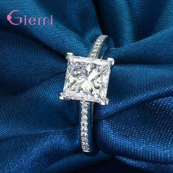 925 стерлинги сребърни кристални пръстени за жени момичета сватба годежни модни бижута Свети Валентин подарък на едро