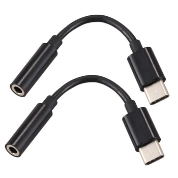 2X USB C до 3.5Mm адаптер за кабел за слушалки / слушалки, тип C 3.1 мъжки порт към 3.5 mm женски стерео аудио