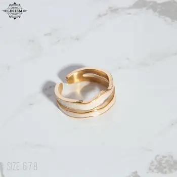 LESIEM най-добри приятели Златен цвят размер 6 7 8 жени мъжки пръстен емайл дим ефект отворен пръстен мъже Луксозни бижута