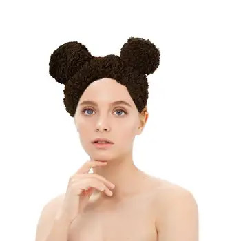 Bear Ears Spa лента за глава Щадяща кожата и мека лента за глава със сладък дизайн Дамска лента за коса за измиване на лицето Грим Грижа за кожата