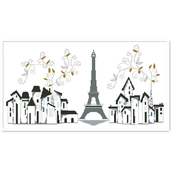Париж кула кръстат бод пакет проста улица 18ct 14ct 11ct бял плат памук коприна конец бродерия DIY ръчно изработени ръкоделие