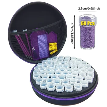 Диамантена живопис кръгъл куфар самозалепващи етикети кутия 5d топчета контейнер организатор инструмент аксесоари или чанта съхранение писалка
