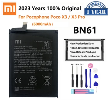 100% оригинален Xiao mi BN61 6000mAh телефонна батерия за Xiaomi Pocophone X3 Poco X3 PocoX3 Pro X3Pro резервни батерии Bateria