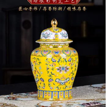 Jingdezhen керамични изделия емайл общ резервоар може декорация чай буркан Начало хол веранда порцелан занаяти