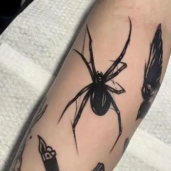 Трайни татуировки Временна татуировка за жени Водоустойчив билков сок Spider Punk Art стикер, покриващ белези Фалшив фестивал на татуировките