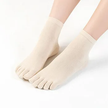 5 чифта плътен цвят памук пет пръста пръсти чорапи жени прости обикновен пет пръста чорап корейски стил случайни къси чорапи с ивици