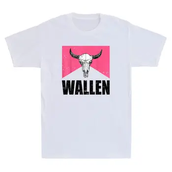 Wallen Western крава череп вдъхновен дизайн готино реколта мъжки къс ръкав тениска