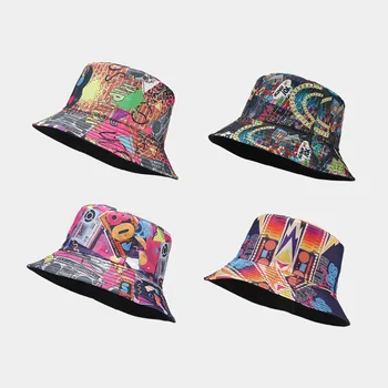 Нова графити шапка мъже жени носталгия класически лента модел хип-хоп двустранен носят пот шапка открит слънце шапка безплатна доставка