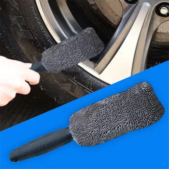 Кола микрофибър дълга дръжка гума четка колело джанта четка кола почистване детайлиране инструмент Аксесоари за автоматично почистване за багажника на автомобила