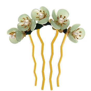 Темпераментен цвете фиба женски атрактивен Chignon ретро коса щифт за женски жени коса стайлинг