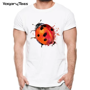 Нов дизайн летен мъжки къс ръкав Цветна тениска за бъгове насекоми арт дизайн бял случаен Върховете хипстър мъжки Tee
