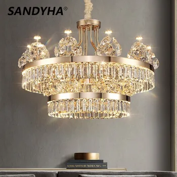 SANDYHA Nordic Модерни луксозни кристални полилеи за хол декор ресторант хотел спалня лампа мебели висулка светлини