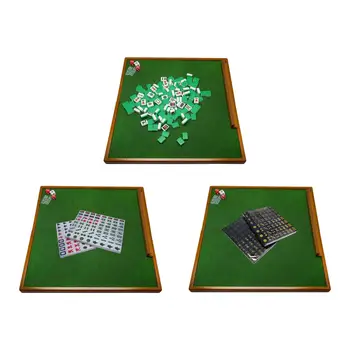 Portable Mahjong Game Set Класически плочки игри Мини Mahjong комплект със сгъваема Mahjong маса за дома Китайски игра Играйте семейство