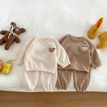Есен Бебе Малко дете памук дрехи комплекти Детски ежедневни дълъг ръкав суитчър и панталони две части екипировки новородени момчета момичета костюм