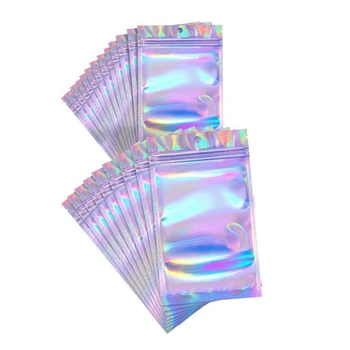 100PCS холографски чанти за запечатване запечатани торби за парти благосклонно съхранение на храни (холографски цвят, 2 x 3 инча и 4 x 6 инча)