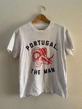 Португалия. The Man Ram White T-Shirt Мъжка малка американска рок група