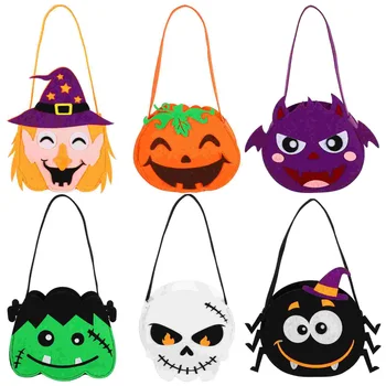 Clispeed 6бр Хелоуин бонбони чанти преносима чанта Хелоуин Goodie чанти тиква чанта декор за деца