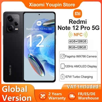 глобална версия Xiaomi Redmi Note 12 Pro 5G смартфон NFC 6.67 инчов 120hz AMOLED екран MTK1080 67w турбо заряд 5000mAh