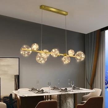 Nordic Light Луксозен полилей за ресторант Нов прост звезден модел Bean Long маса за хранене Трапезария Бар висулка лампа