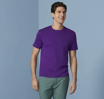Високо качество Мъжко лято 100% памук тениска Мъже случайни къс ръкав O-образно деколте тениска удобни плътен цвят върховете тениски
