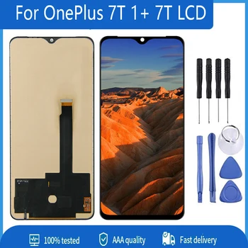 AMOLED / TFT Черно 6.55 инча за OnePlus 7T 1 + 7T LCD DIsplay сензорен екран дигитайзер панел събрание подмяна