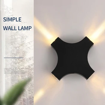 Модерен прост 12W кръст звезда светлина открит водоустойчиви стенни лампи LED декор входна врата стена светлини градина веранда стена sconce IP65