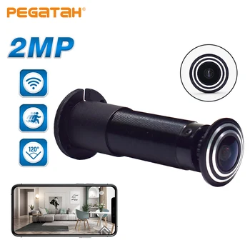 PEGATAH Door Eye Hole Security 1080P HD 1.7mm обектив Широкоъгълен FishEye CCTV мрежа Mini Peephole Door Wifi камера P2P ONVIF