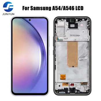 Super AMOLED за Samsung Galaxy A54 5G A546B LCD дисплей сензорен екран дигитайзер събрание за Samsung A546E A546U LCD с рамка