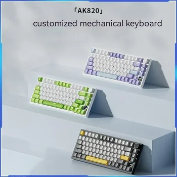 Ajazz Ak820 Механична клавиатура 3-режим Bluetooth 2.4ghz Безжична персонализирана игра Структура на играта Клавиатура Подарък за рожден ден
