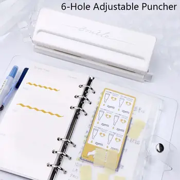 6-Hole Paper Cutter Creative Scrapbooking DIY Регулируем перфоратор Ръчно изработен 5.5mm дупка дупка перфоратор канцеларски
