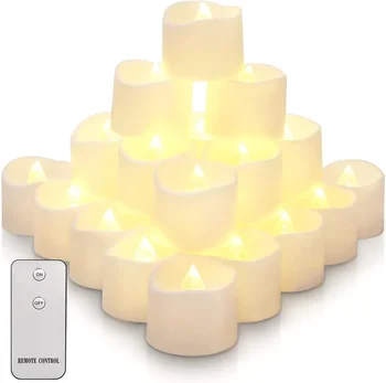 12/24Pack Безпламъчно трептене LED свещи с дистанционно LED чай светлина LED електронна свещ за сватба Хелоуин Коледа декор