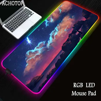 Sky Cloud Art Mouse Pad RGB LED Gaming Mousemat Anti-slip Large Desk Mat Pc Gamer Accessoires Mousepad Speed Keyboard Pads XXXL