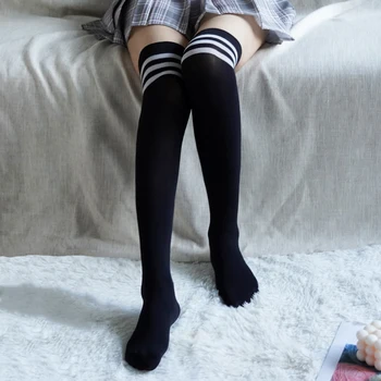 Секси чорапи Раирани дълги чорапи Жени Дълги чорапи Мода Високо високо над коляното Памук Акрилни момичета Женски Коледа