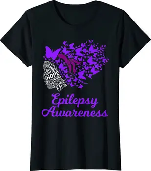 Епилепсия Информираност ден припадъци разстройство лилава панделка дамски Crewneck тениска