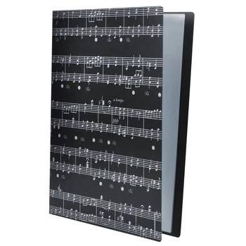 черен музикален лист файл хартия съхранение папка документи притежател празен лист файлове пластмаса A4 размер 40 джобове (музикален лист черен)