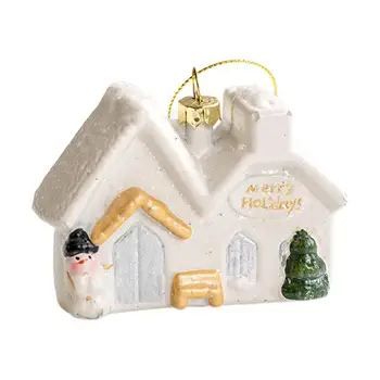 Коледна къща висулка дърво орнаменти с ремъци изящни и привличащи погледа творчески подаръци за коледни елхи врати парапети