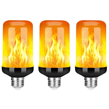  3X LED пламък ефект крушка E27, декоративни трептене реалистични пожарни светлини крушка, фестивал декорация лампа, черно-B