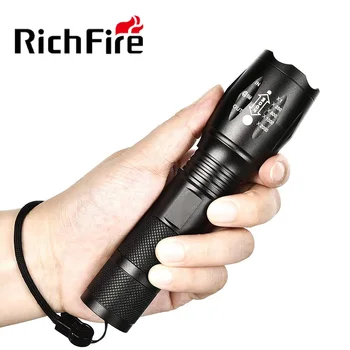 Richfire висока мощност LED фенери CREE XML-T6 1200LM мащабируема тактическа факелна светлина от18650 Батерия за спасително търсене Къмпинг