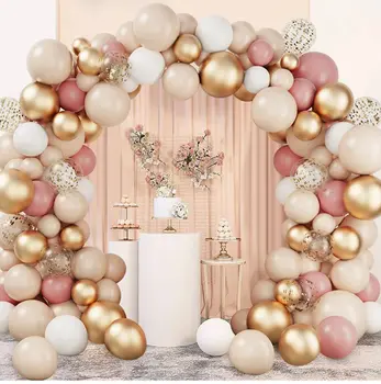 Розово злато балон венец арка комплект сватбено парти рожден ден декорация деца възрастен бебе душ декор балон сватбени консумативи
