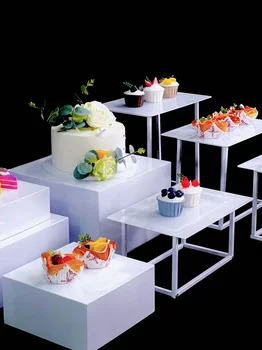 9PCS Модна стойка за торта Бонбони Бар Бюфет Десертни чинии Тави за закуски Декорация на сватбена маса Подаръци за цветя Храна Държач за плодове