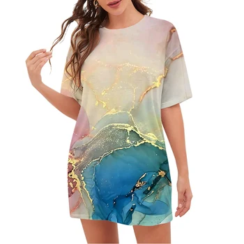 CLOOCL мода жени тениска колоритен живопис с маслени бои модел 3D отпечатани къс ръкав дълъг хлабав тениска случайни стил летни върхове