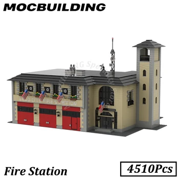 Пожарна станция дисплей модел град къща Moc строителни блокове тухла подарък Коледа подарък рожден ден