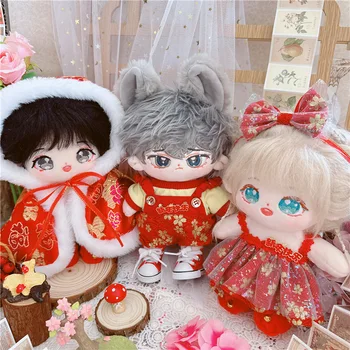 Нова година червено облекло 20 см плюшени кукла дрехи мини Kpop Skz Kawaii нос обувки поли играчки аксесоари подаръци безплатна доставка елементи