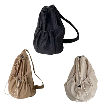 Шнур Ruched найлон голяма пазарска чанта Crossbody случайни модерни чанти голям капацитет рамо чанта за момиче жени гъвкави чанти