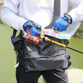 Аксесоари за риболовни принадлежности чанта кръст тяло чанта талия чанта прашка чанта с D-пръстени и талията каишка за риболовни аксесоари