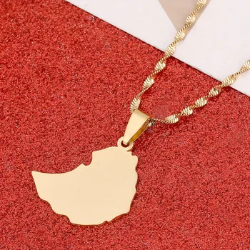 етиопски карта висулка колиета за момиче злато цвят африкански карта висулка бижута за момичета