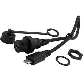 USB-C IP67 водоустойчив тип C 3.1 IP 67 мъжки и женски кабел, панелна инсталация, водоустойчив конектор, 30cm удължителен кабел