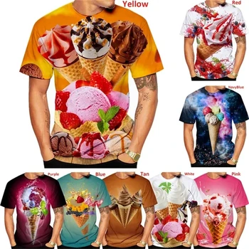 Ice Cream 3D отпечатани T Shirt Мъж Жени Лято O-образно деколте къс ръкав извънгабаритни Топ пресни случайни Tee хлабав streetwear унисекс тениска