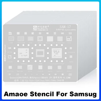 Amaoe SAM1-18 BGA Reballing шаблон спойка растение за Samsung Всички серии A C пълна гама Exynos CPU зарядно устройство WIFI IF RF IC Калаена мрежа